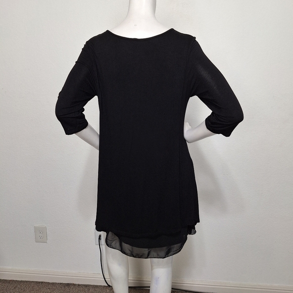 Miss Couture Black Whimsigoth Fairy Bead & Flower Embellished Sheer Hem Dress M - Picture 6 of 13